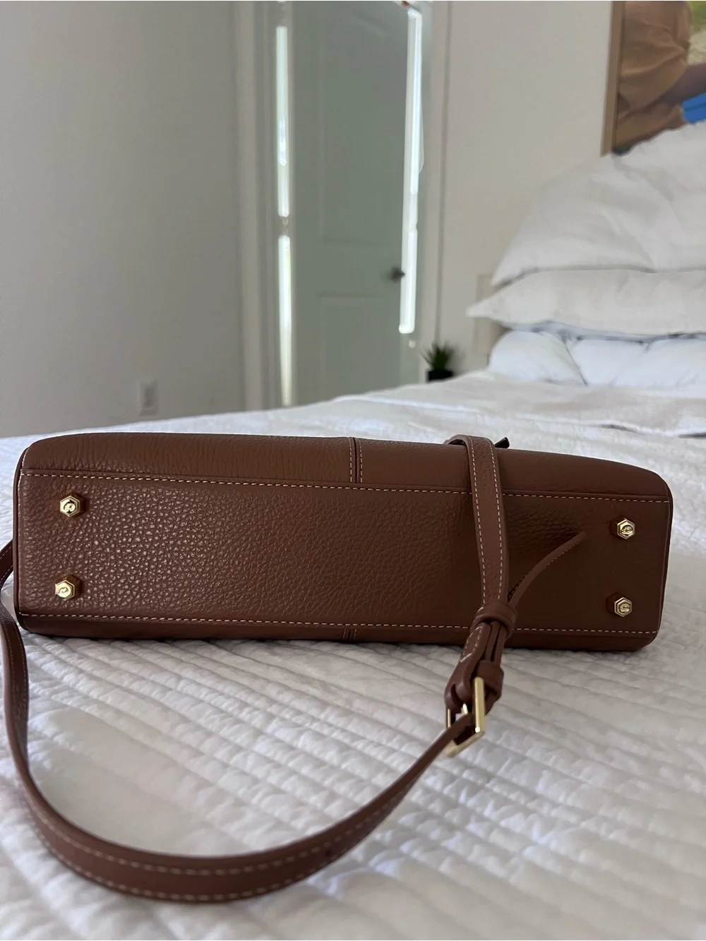 Classic Structured Brown Leather Top-Handle Bag